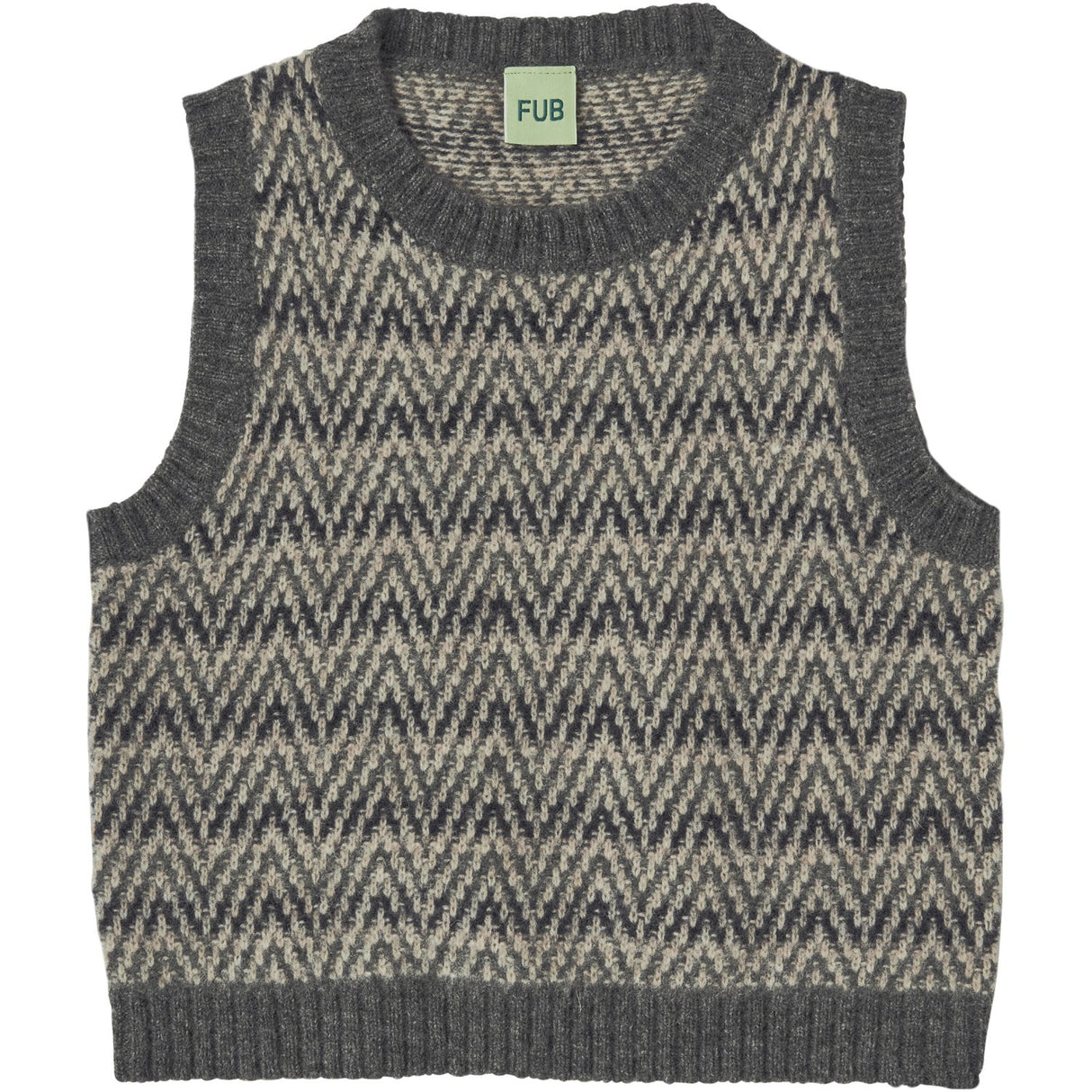 FUB Grey Melange Lambswool Vest