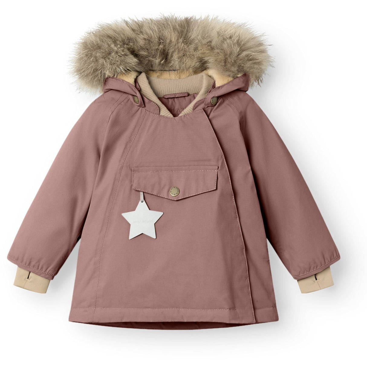 Mini A ture Light plum Wang Fleece Winter jacket w. Fur