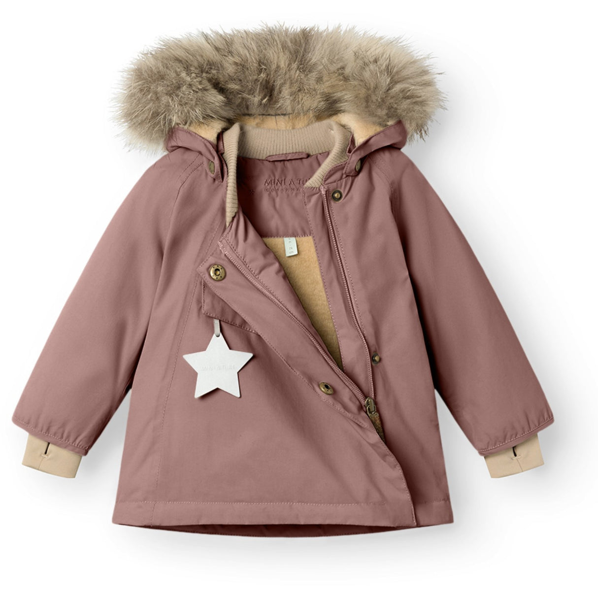 Mini A ture Light plum Wang Fleece Winter jacket w. Fur