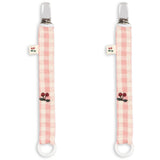 Konges Sløjd Powder Pink Check 2 Pack Pacifier Strap