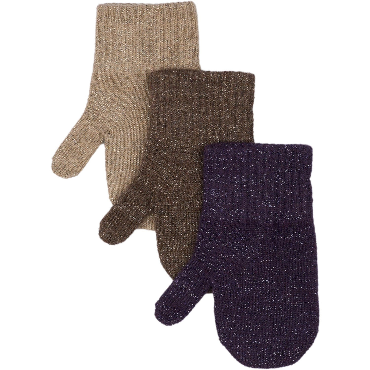 Mikk-Line Nightshade-Chocolate Chip-Doeskin Magic Mittens w. Lurex 3-pack