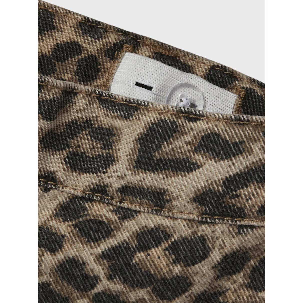 Name It Silver Mink Leopard Bella Twill Mom Pants