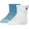 Tommy Hilfiger Light Blue Baby Socks 2-pack Fold Over Rib