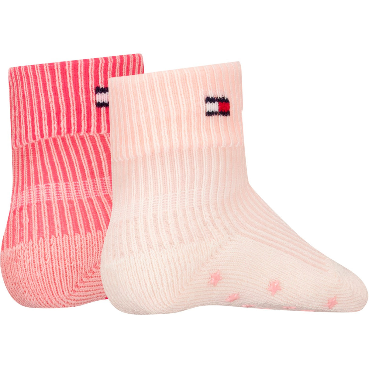 Tommy Hilfiger Soft Pink Baby Socks 2-pack Fold Over Rib