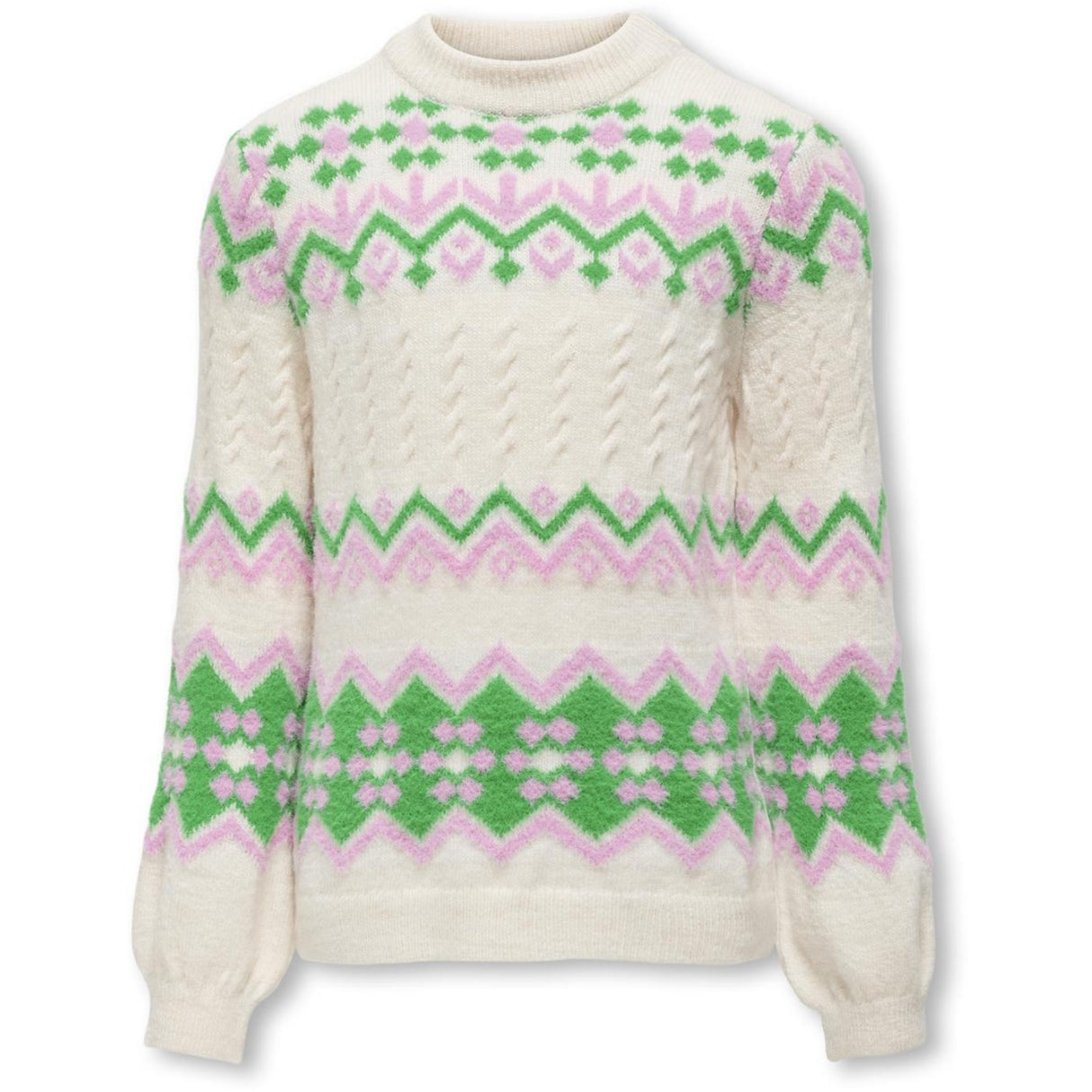 kids ONLY Cloud Dancer Bonbon / Island Green Annabelle Pullover Knit