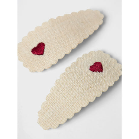 Lil'Atelier Turtledove Heart In Sand Collar Olala Hair Clips 2-pack