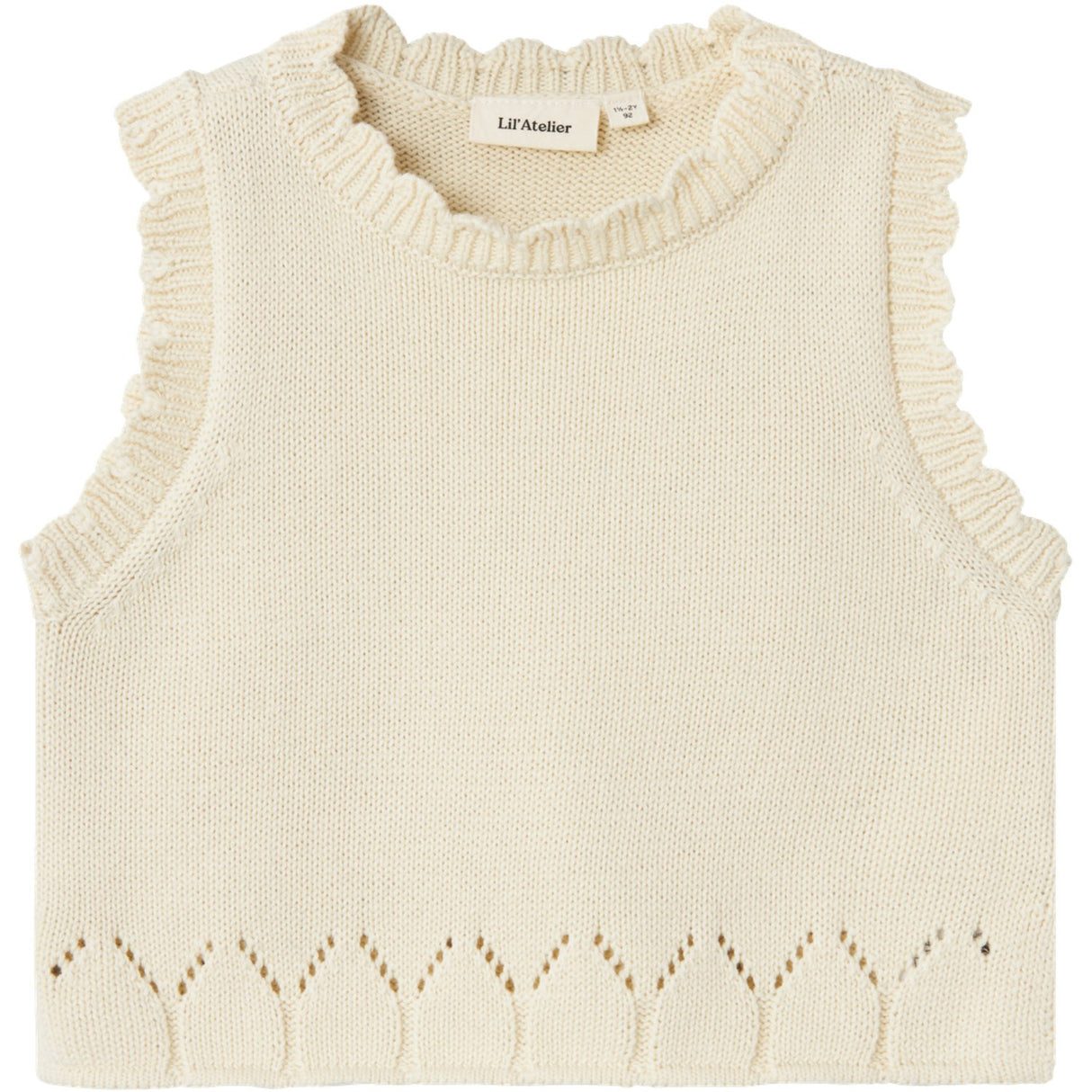 Lil'Atelier Turtledove Ramla Loose Short Knit Vest