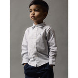 Name It Bright White Thin Stripe - Flint Stone Rekid Shirt