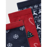 Name It Dark Sapphire Jester Red Richristmas 3-pack Socks