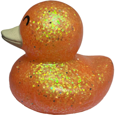 Magni Bath duck with glitter, orange, 7 cm.