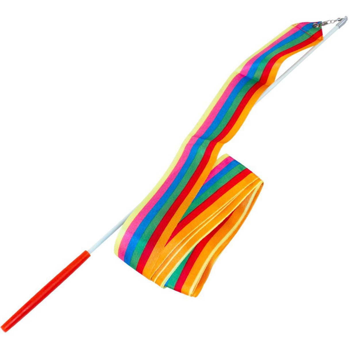 Magni Multi Gymnastikvimpel med satin bånd, regnbue striber / Gymnastics ribbon with satin ribbon, rainbow stripes