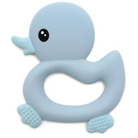 Magni Teether with duck and with tactile pattern, blue