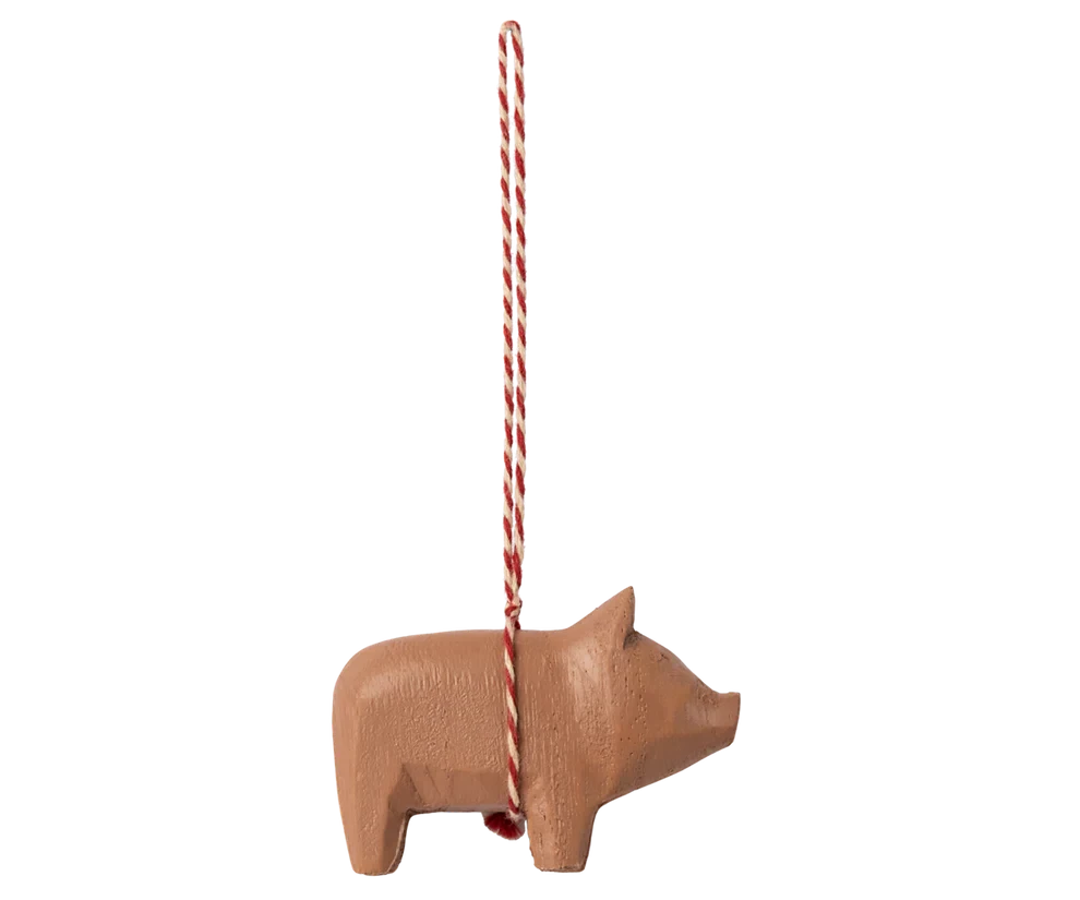 Maileg  Wooden ornament, Pig - Old rose