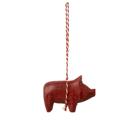 Maileg  Wooden ornament, Pig - Red