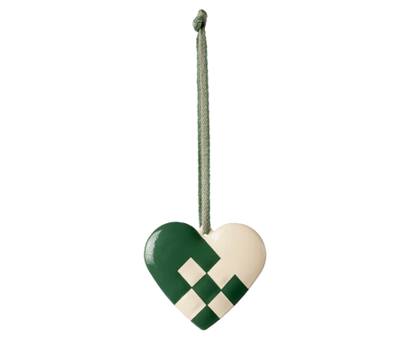 Maileg  Metal ornament, Small heart - Dark green