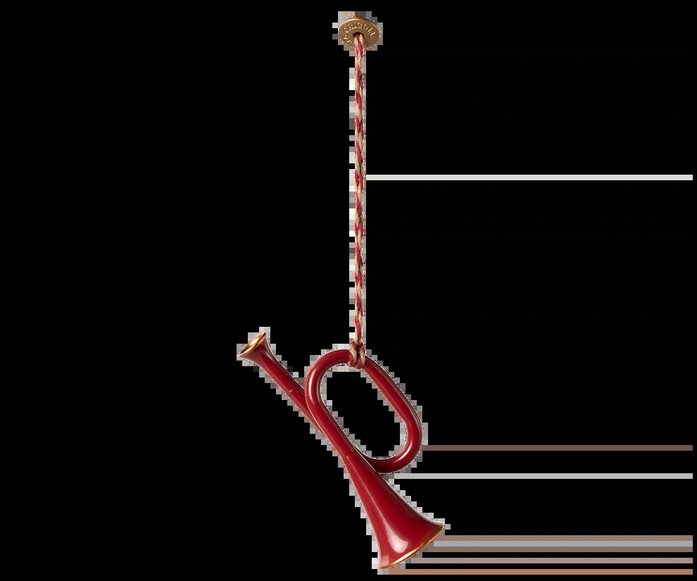 Maileg Metal ornament, Trumpet - Red