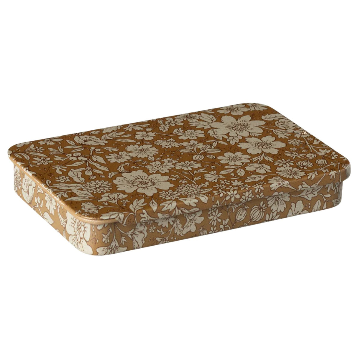 Maileg  Metal box w. sliding lid, Blossom - Ocher