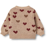 Wheat Offwhite Jacquard Cardigan Hearts