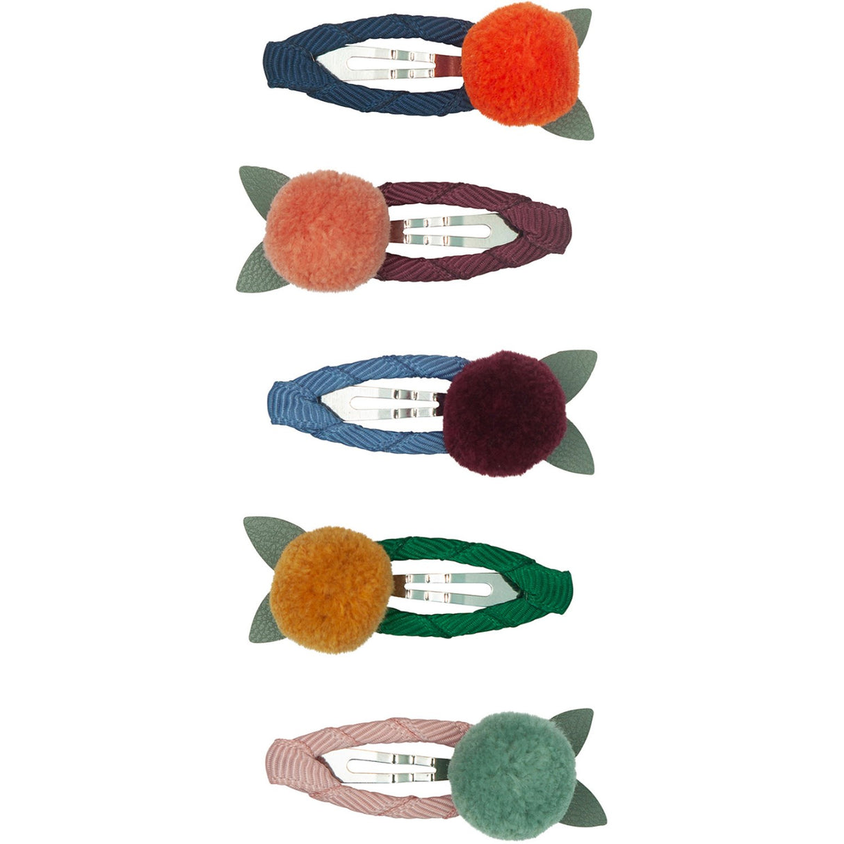 Mimi & Lula 5 Hair Clips - Mini Pom Pom Petal Autumn Forest