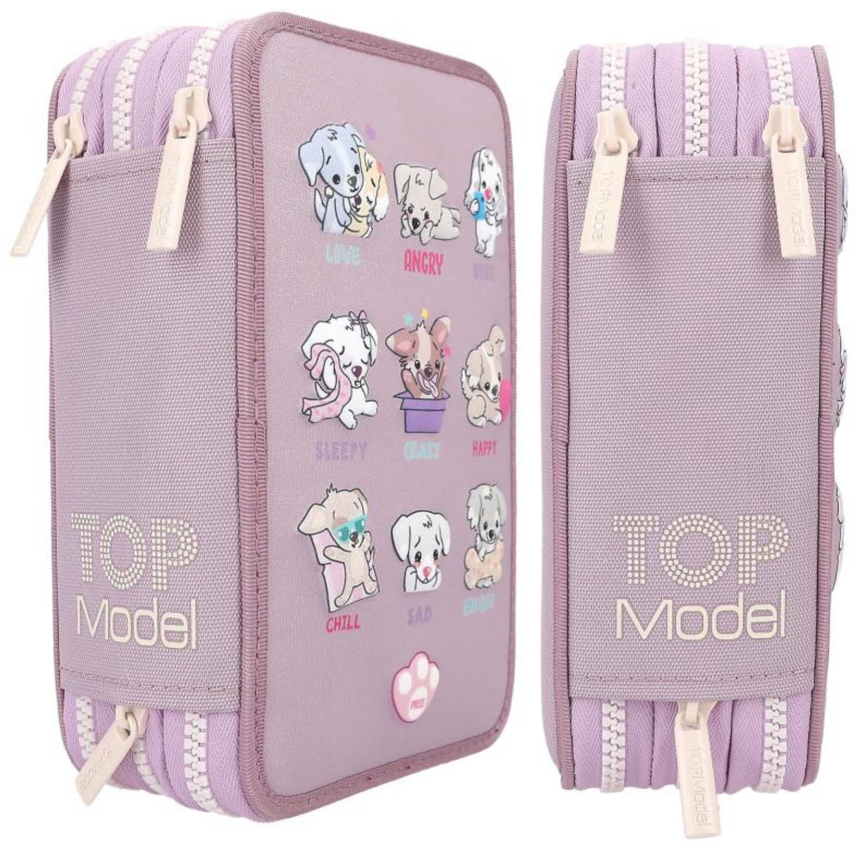 TOPModel  Trippel Pencil Case With LED Dogs Mood barometer