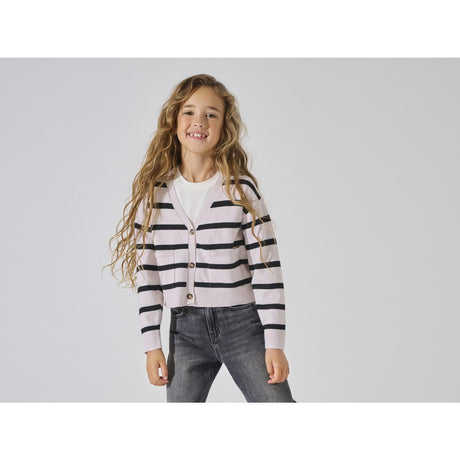 kids ONLY Birch Black Ama Stripe V-Neck Cardigan Knit