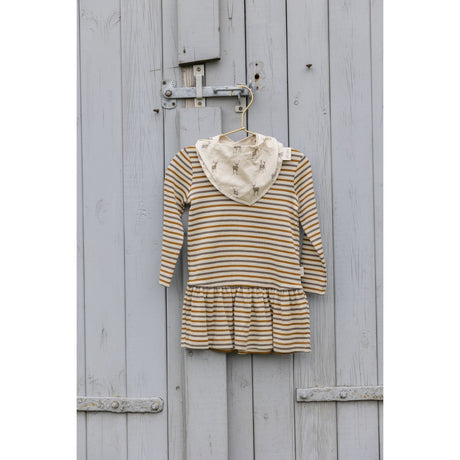 Petit Piao Chocolate Brown/Golden Sun/Dark Off White Dress Modal Striped