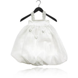 Dolly by Le Petit Tom White Dolly World Heart Balloon Organza Dress With Cotton Body