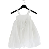 Dolly by Le Petit Tom White Dolly World Heart Balloon Organza Dress With Cotton Body