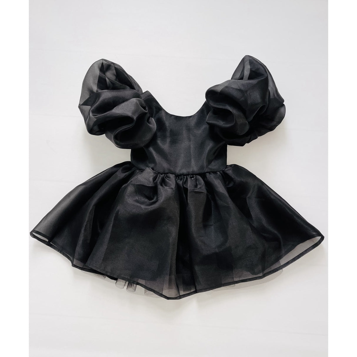 Dolly by Le Petit Tom Black Dolly World V-Back Puff Sleeve Organza Tutu Dress