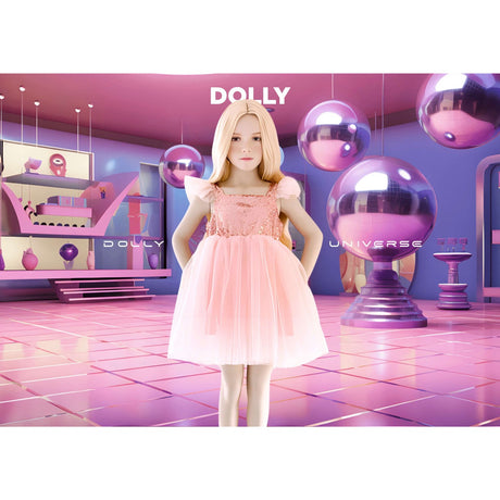 Dolly by Le Petit Tom Pink Dolly Universe Sequin Glitter Galaxy Tutu Dress