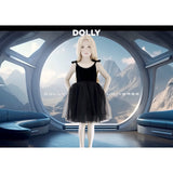 Dolly by Le Petit Tom Black Dolly Universe Velvet Cosmic Strings Tutu Dress