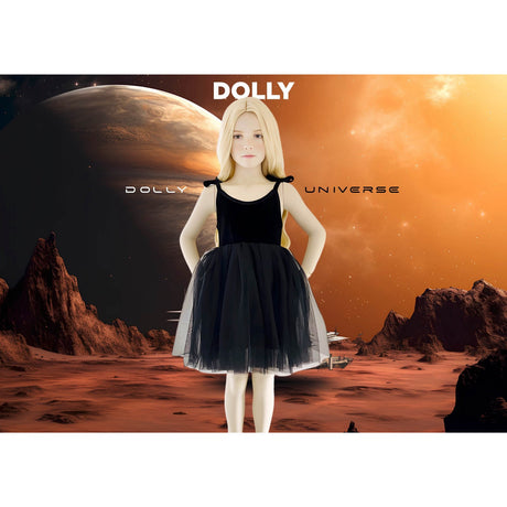 Dolly by Le Petit Tom Black Dolly Universe Velvet Cosmic Strings Tutu Dress