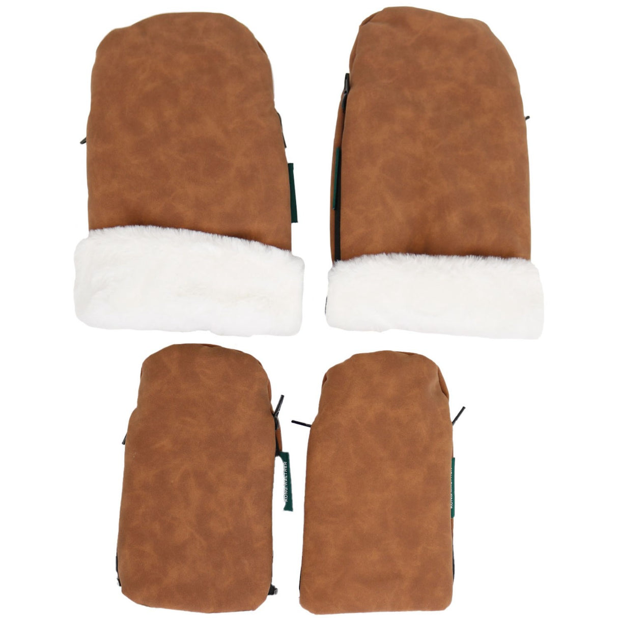 KongWalther Family Set Brown Faux Suede Østerbro Stroller Gloves
