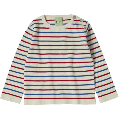 FUB Ecru/Azure/Crimson Red Baby Contrast Striped Blouse