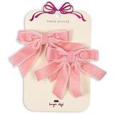 Konges Sløjd Peony Pink 2 Pack Velvet Double Bow Hair Clips