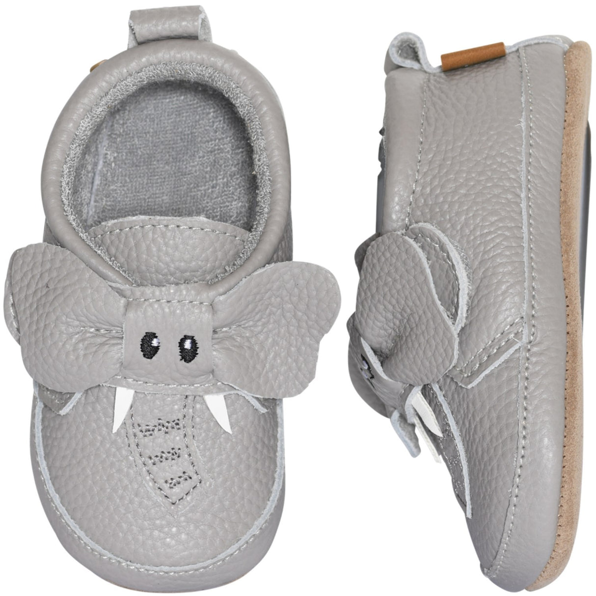 MELTON Opal Gray Elephant leather slippers