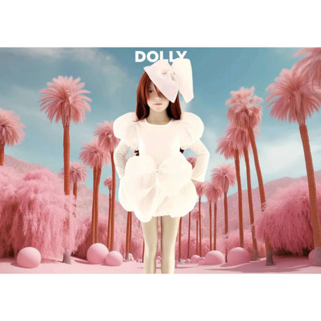 Dolly by Le Petit Tom White Dolly World Big Organza Hair Bow