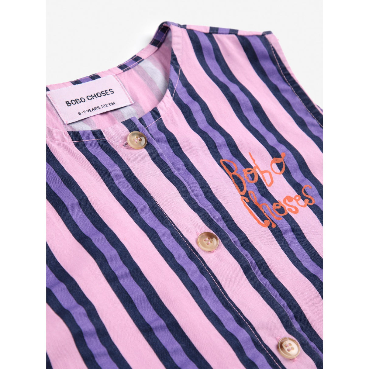 Bobo Choses Pink Stripes All Over Sleevless Shirt