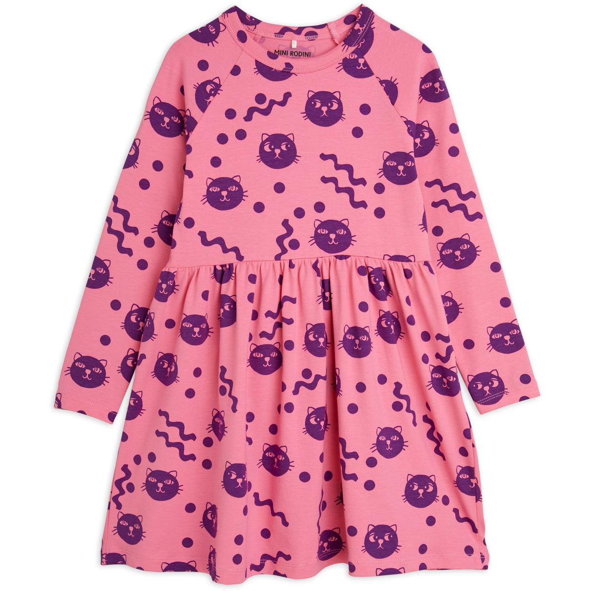 Mini Rodini Pink Squiggly Cats AOP Dress