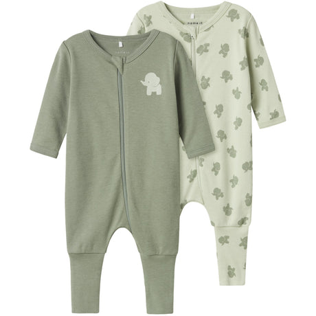 Name It Sea Foam Nightsuit 2-pack Zip Sea Elephant Noos