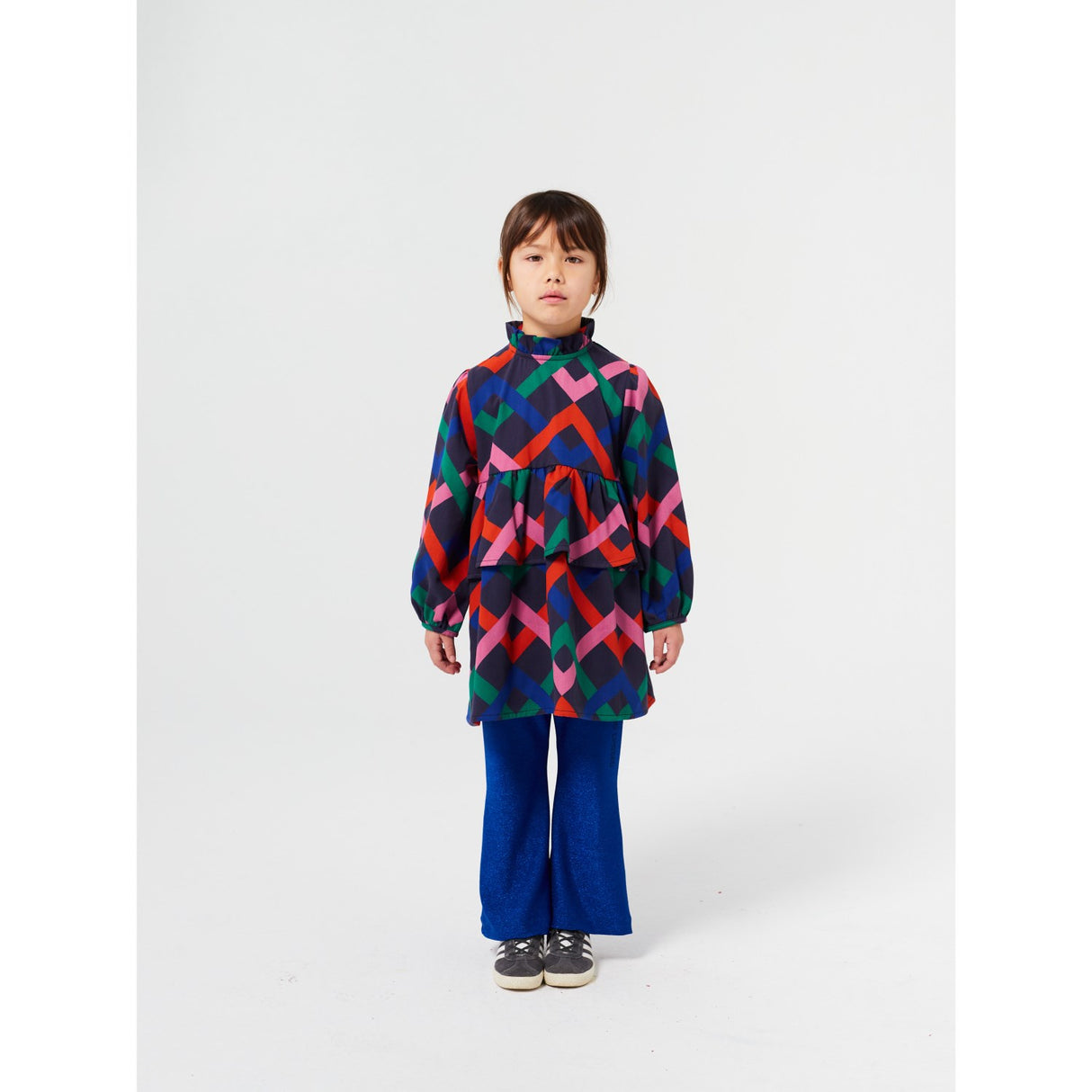 Bobo Choses Midnight Blue Multicolor Garland Woven Dress