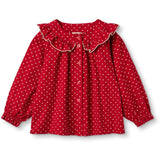 Fliink Pompeian Red Dolly Dot Ls Blouse