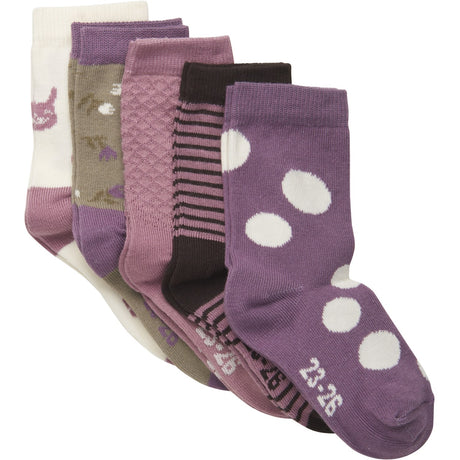 Minymo Orchid Haze Socks w. Pattern (5-pack)