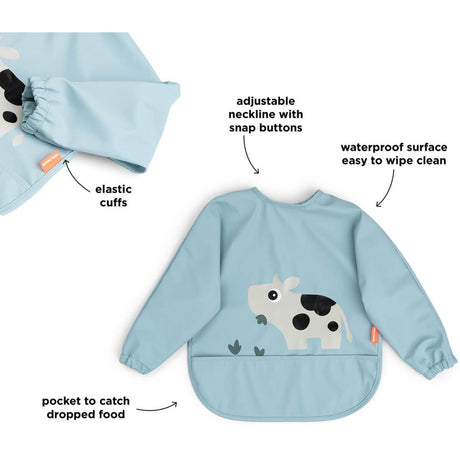 DonebyDeer Blue Bib w/Sleeves & Pocket Tiny farm