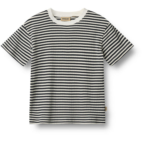 Wheat Navy Rib Stripe T-Shirt S/S Fabian