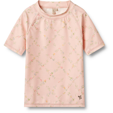 Wheat Powder Checked Flowers Swim T-Shirt S/S Jackie