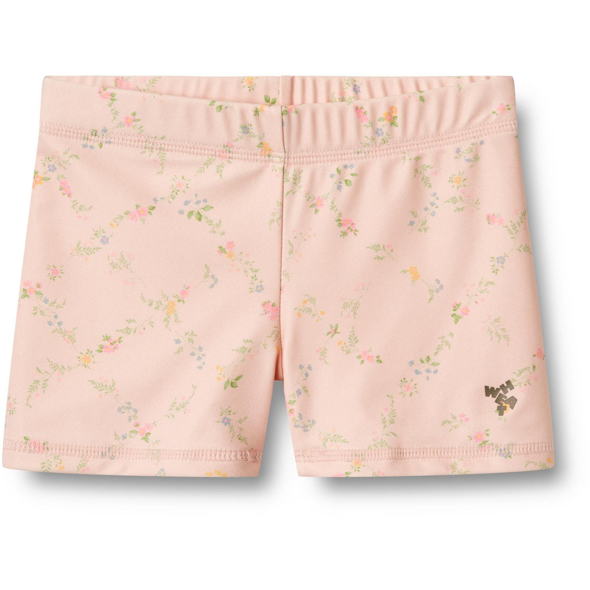 Wheat Powder Checked Flowers Swim Shorts Niki