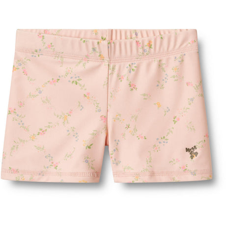 Wheat Powder Checked Flowers Swim Shorts Niki
