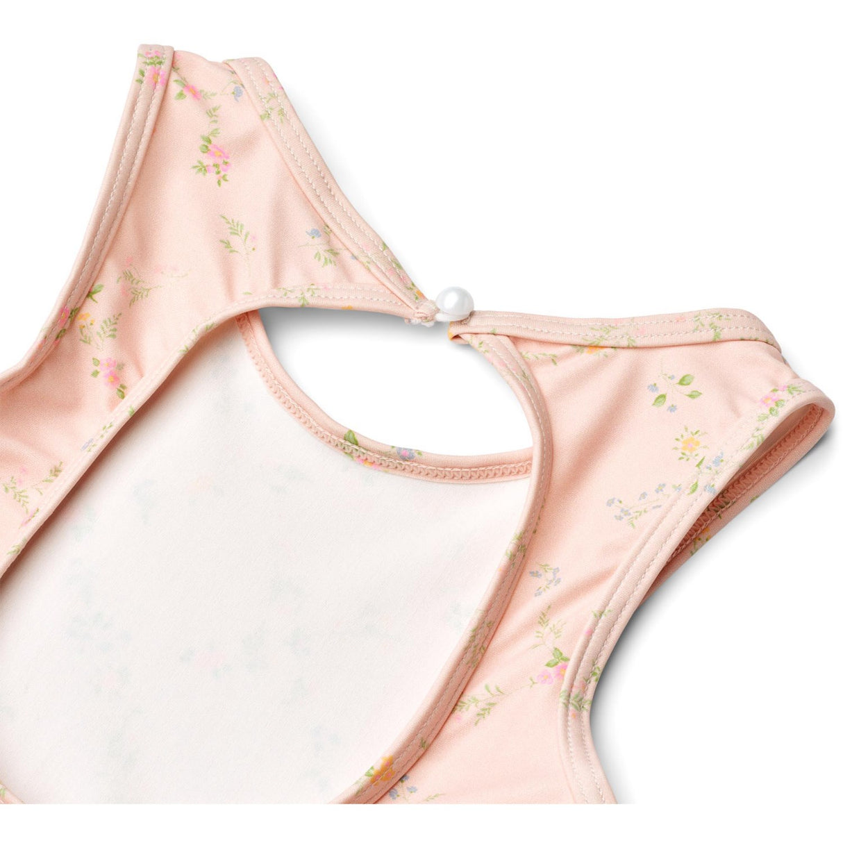 Wheat Powder Checked Flowers Swimsuit Erna