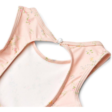 Wheat Powder Checked Flowers Swimsuit Erna